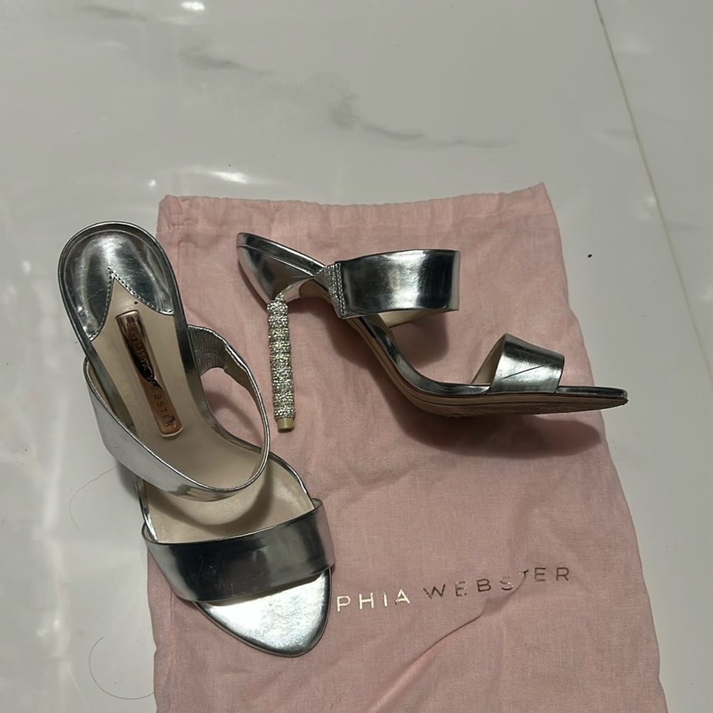 Sophia webster Silver heels with rhinestones
